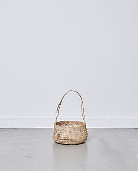 Lally woven basket with long handle - small