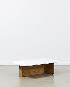 Pivot coffee table rectangular - natural oak w white marble