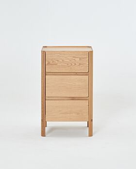 Ethan bedside table w three drawers - oak